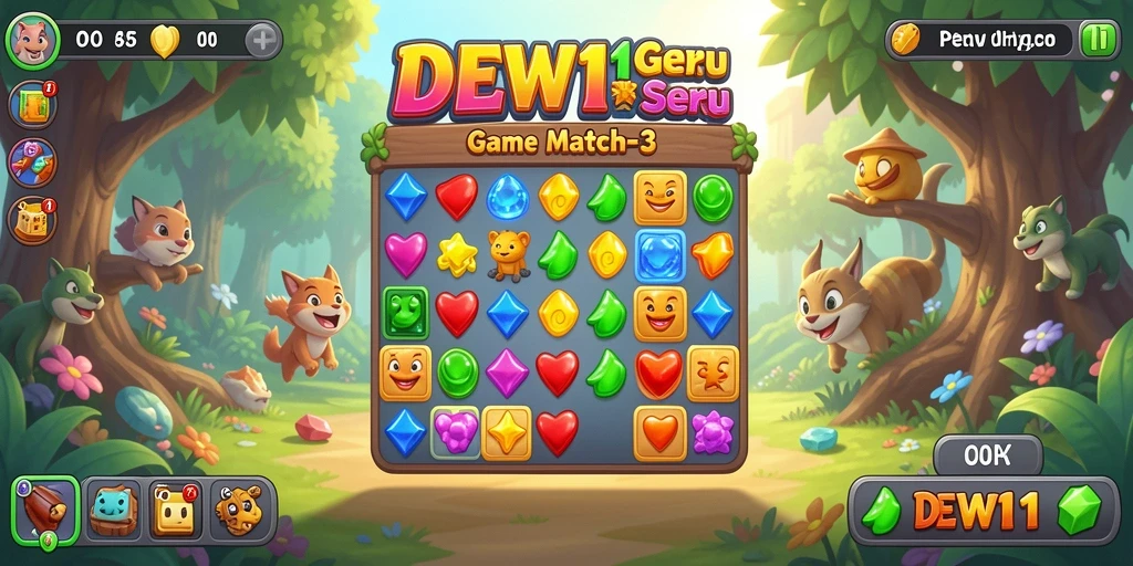 Tampilan gameplay DEWI11 yang menawan dengan efek Match-3.