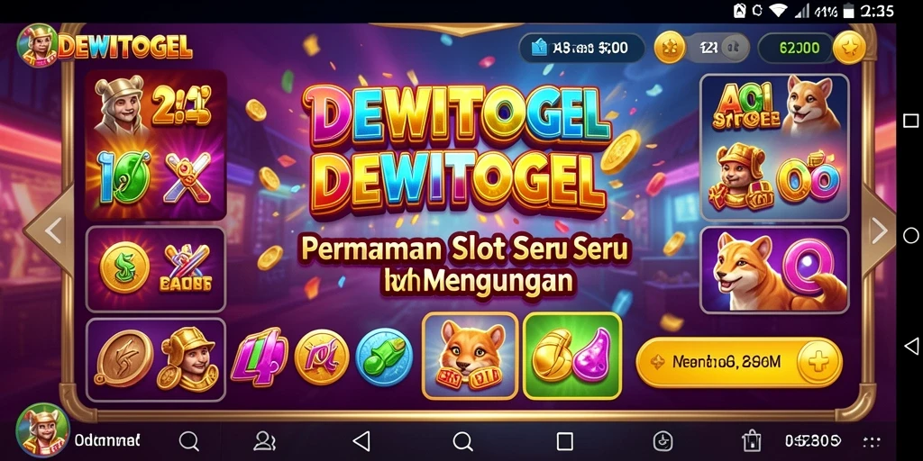 Tampilan gameplay DEWITOGEL yang menarik dengan simbol dan fitur Slot yang seru.