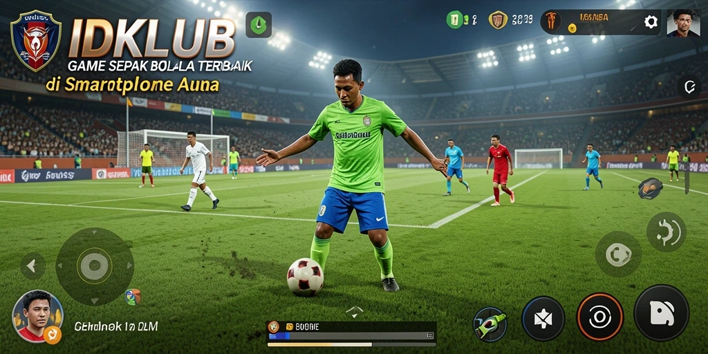 Gameplay IDKLUB menampilkan pertandingan sepak bola yang mendebarkan.