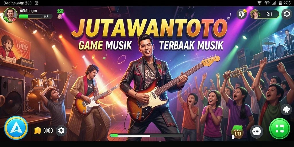 Screenshot JUTAWANTOTO menampilkan pemain yang sedang asyik bermain alat musik.