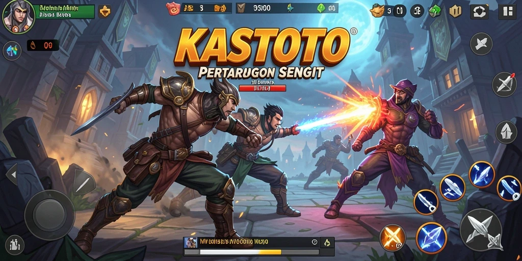 Tampilan gameplay KASTOTO dalam pertarungan epik dan seru.