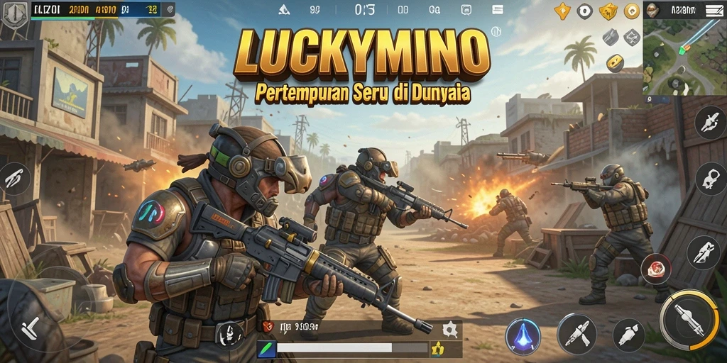 Tampilan seru gameplay LUCKYMINO di arena pertempuran.