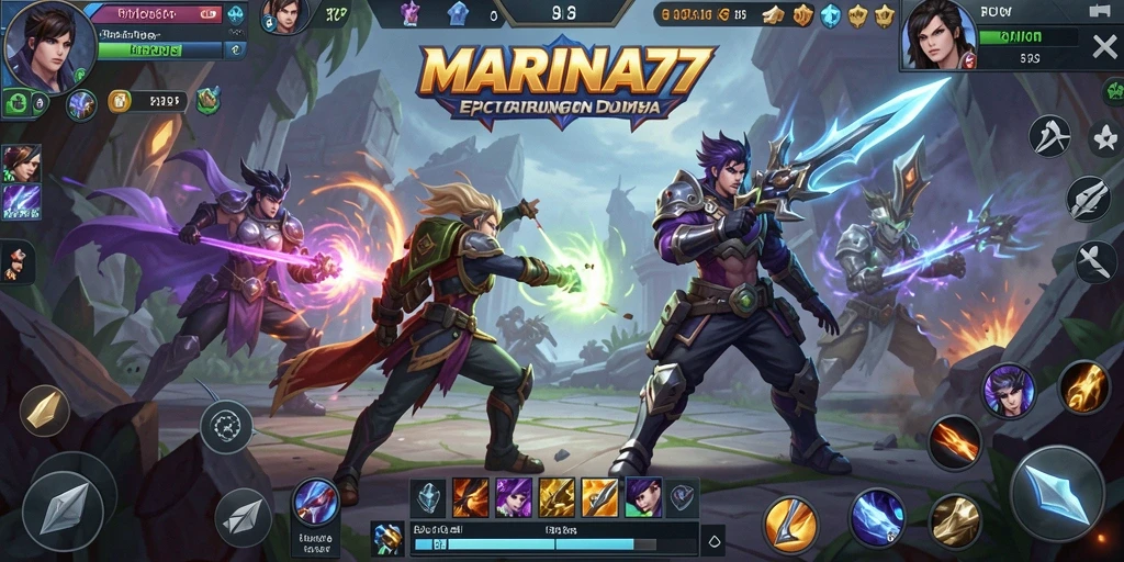 Screenshot gameplay MOBA MARINA77 menunjukkan aksi pertarungan yang mendebarkan.