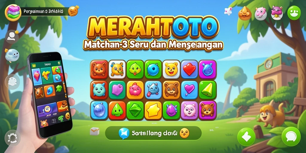 Screenshot dari gameplay menegangkan MERAHTOTO Match-3.