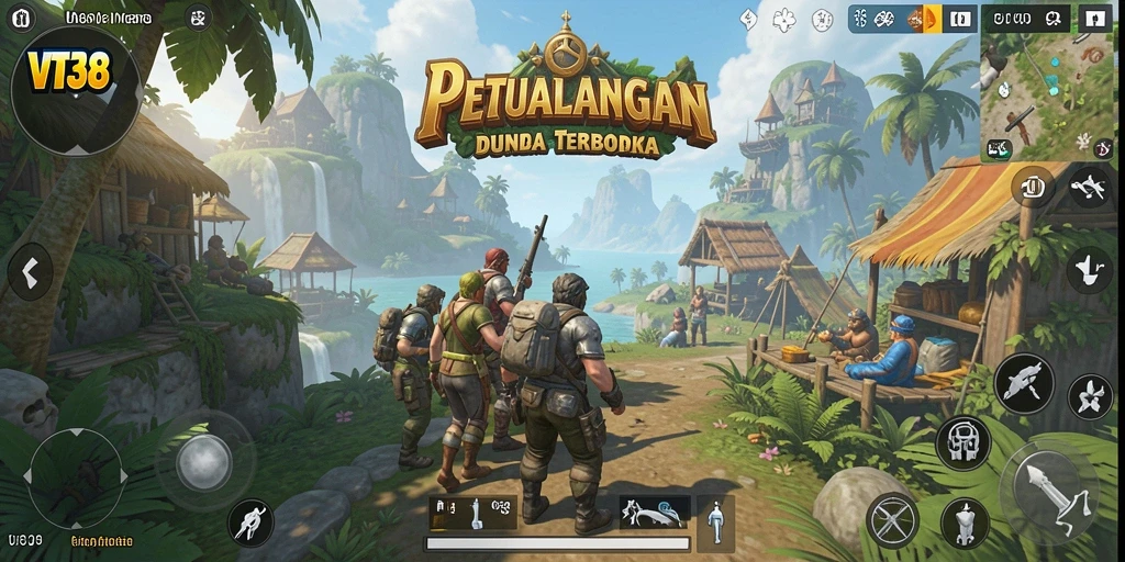 Tangkapan layar menunjukkan pemain menjelajahi dunia yang indah di VT38.
